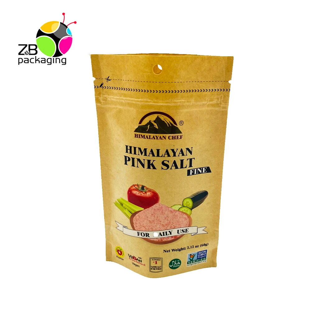 Free Samples Biodegradable Extra Small Recyclable Doypack Ziplock Brown Kraft Heat Sealable Paper Bag