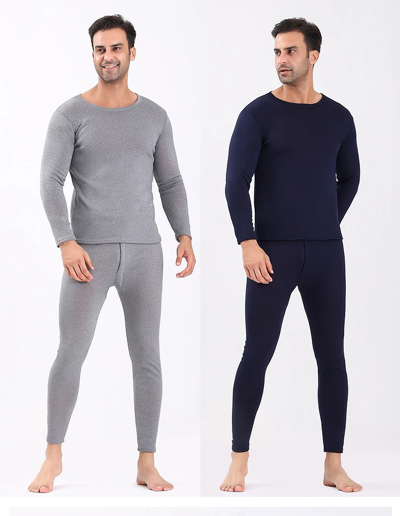 Men Plush Warm Velvet Skin Friendly 2 Piece Set Plus Size Double Layer Thickened Insulation Pajamas Sleepwear High Quality Solid