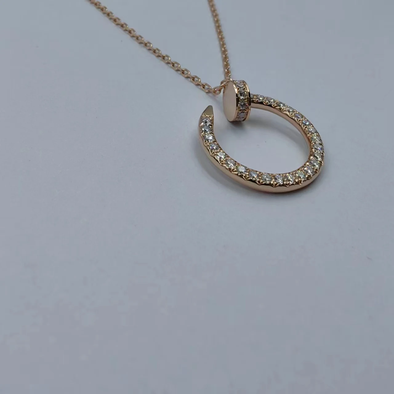 Classic 18K pure gold necklace women Au750 gold jewelry nail full diamond necklace can be reproduced