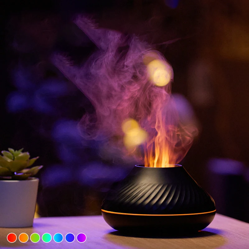 Outstanding new Flame Aroma Diffuser Essential Oil Lamp 130ml USB Portable Air Humidifier with Color Night Light