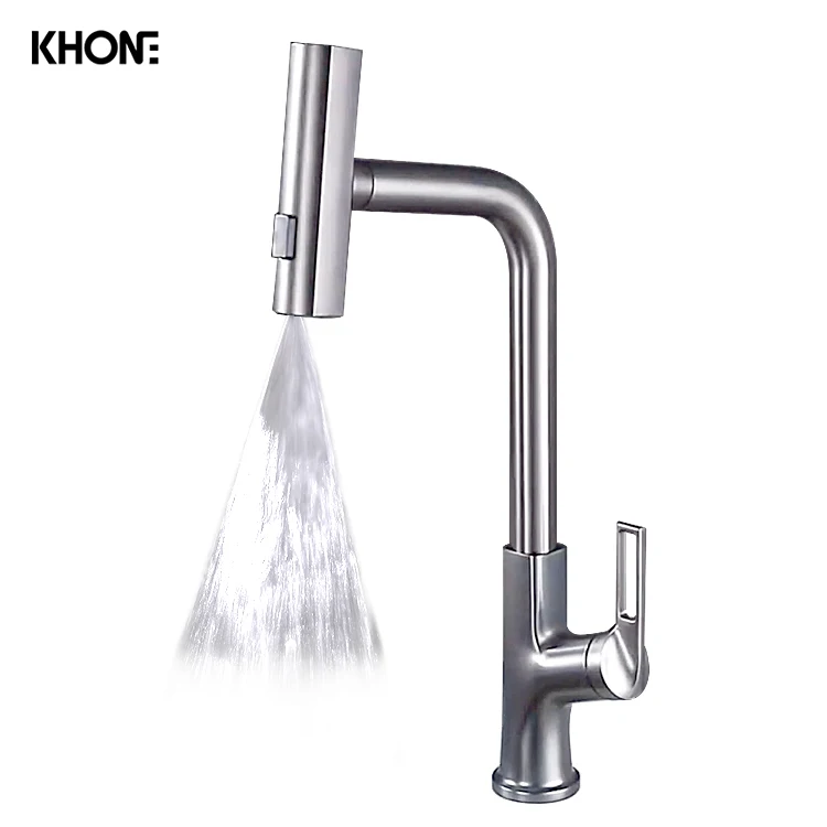 modern kitchen mixer high quality rain cascade rotation pull out kitchen faucet factory 2023