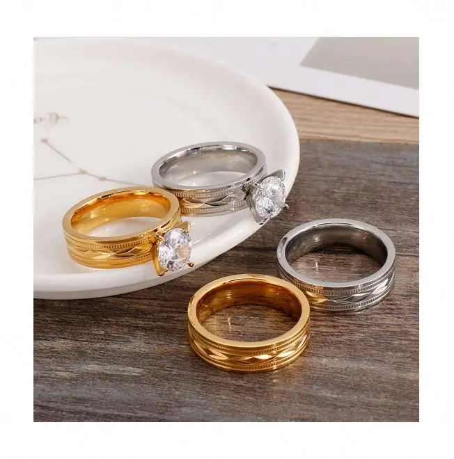 
2021 High Quality Couple 14k 585 White Gold Ring Acrylic in Competitive Price Knuckle Jewelry Rings 