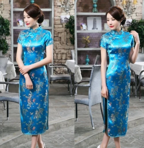 chinese traditional dress fashion design long cheongsam evening dresses qipao Dragon and Phoenix