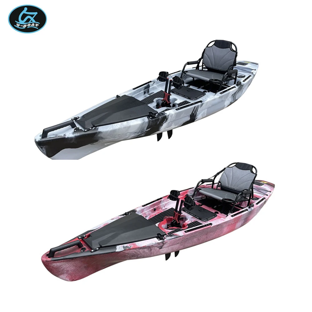U-boat New Design 12ft wholesale canoes single fishing foot pedal canoe kayak with foldable fishing chair with motor