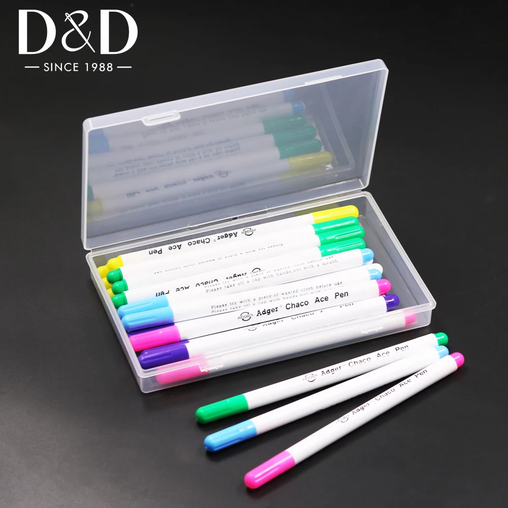 Mix 20pcs Water Erasable Pens Disappearing Erasable Ink Fabric Marker Pen with Plastic Storage Box for Quilting Sewing Tool