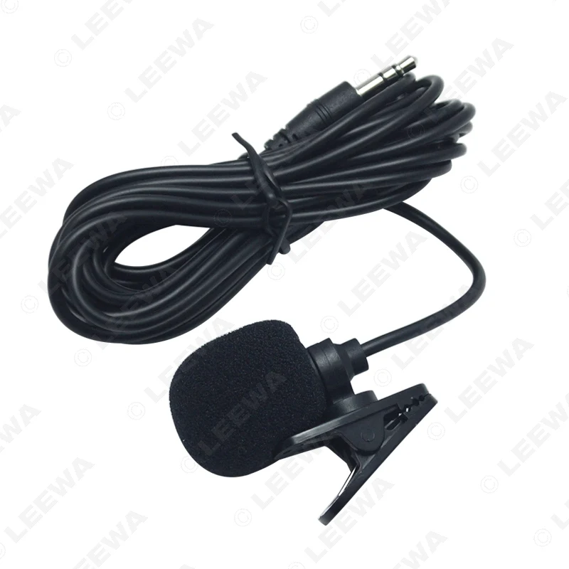 3.5mm TRS Microphone Kit Clip-On For Car GPS Interior Handsfree Calls With Jack and 3M Cable