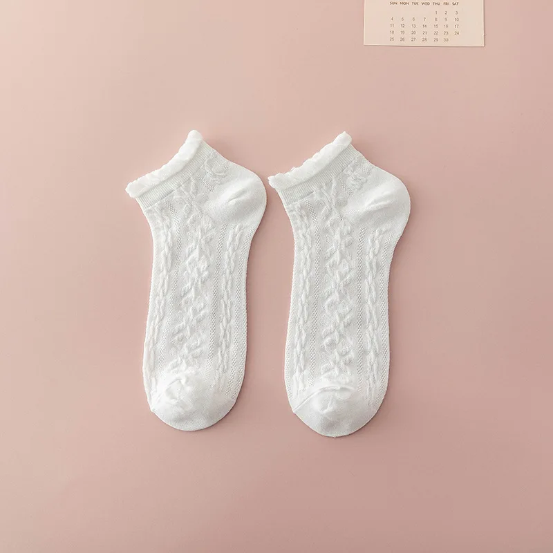 Jacquard Cotton Thin Tube Lovely Japanese Taibi Lace Transparent Breathable Girl Student Tube Socks