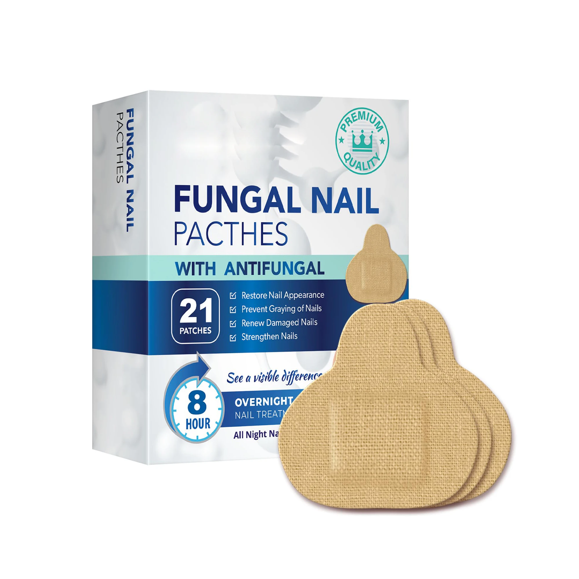 14 Count 8-Hour Nail Treatment Multi-Purpose Fungal Treatment Nail Repair Patches for Damaged Nails