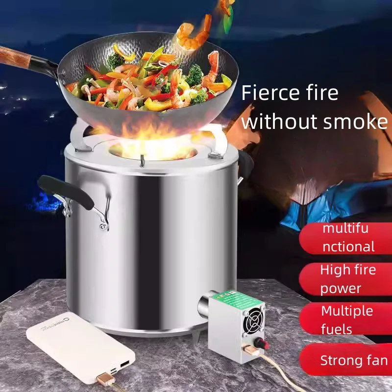 Outdoor firewood stove, household portable camping, smokeless and environmentally friendly rural stove camping