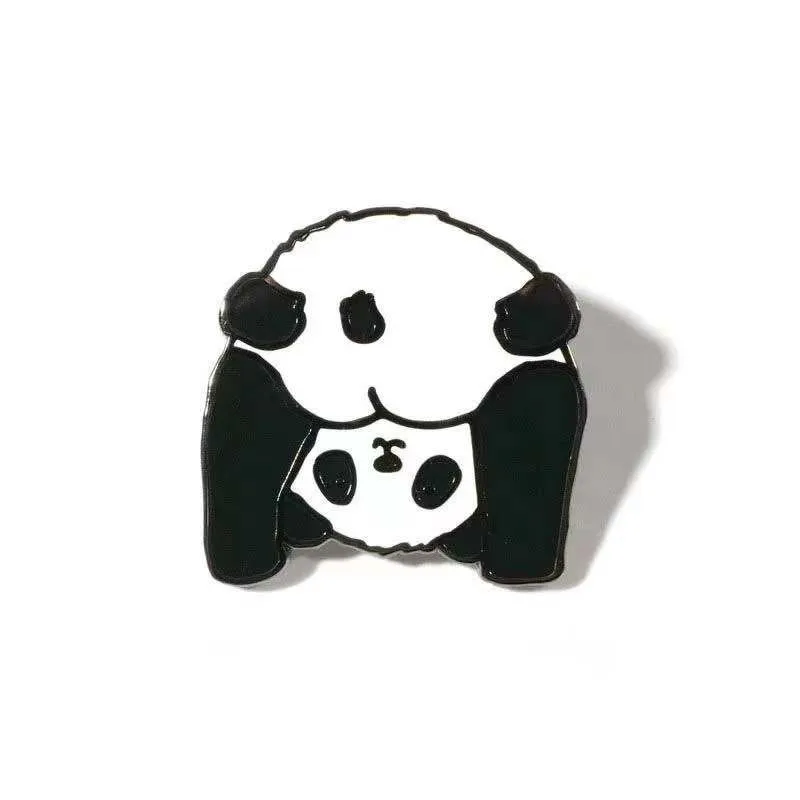 Black White China Panda Brooch Factory Women Man Fashion Cute Lovely Fun Panda Brooch