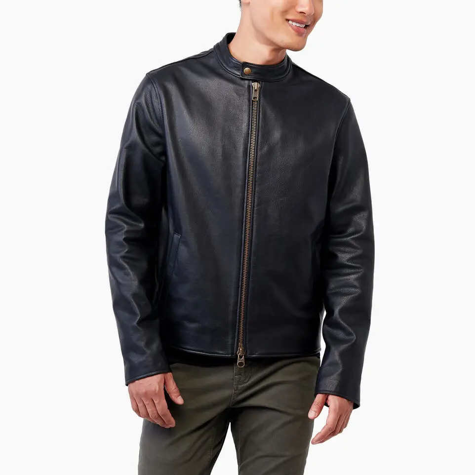 
wind breaking mens soft black leather jacket 