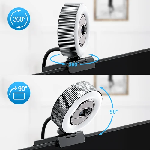 Кольцевой светильник для веб-камера HD с микрофоном конфиденциальности Обложка ПК USB мини камера Конференц-потоковое видео в реальном времени вызова веб-камеры