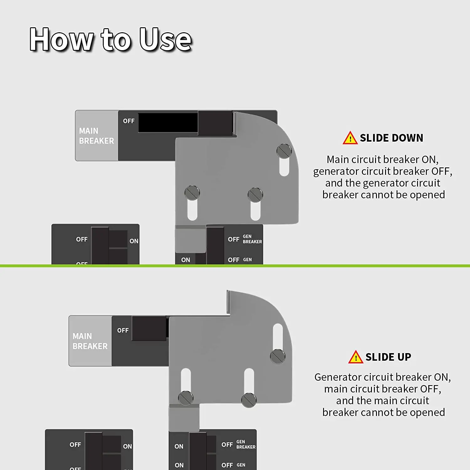 HT005 Generator Interlock Kit for Square D QO & Homeline 150 or 200 Amp Main Breaker Panel, Easy Assembly