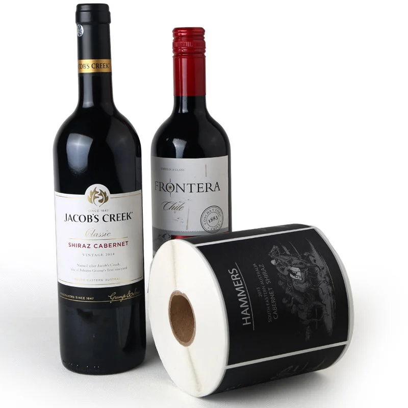Custom printing wine bottle label roll self adhesive waterproof  wine label sticker self adhesive stickers