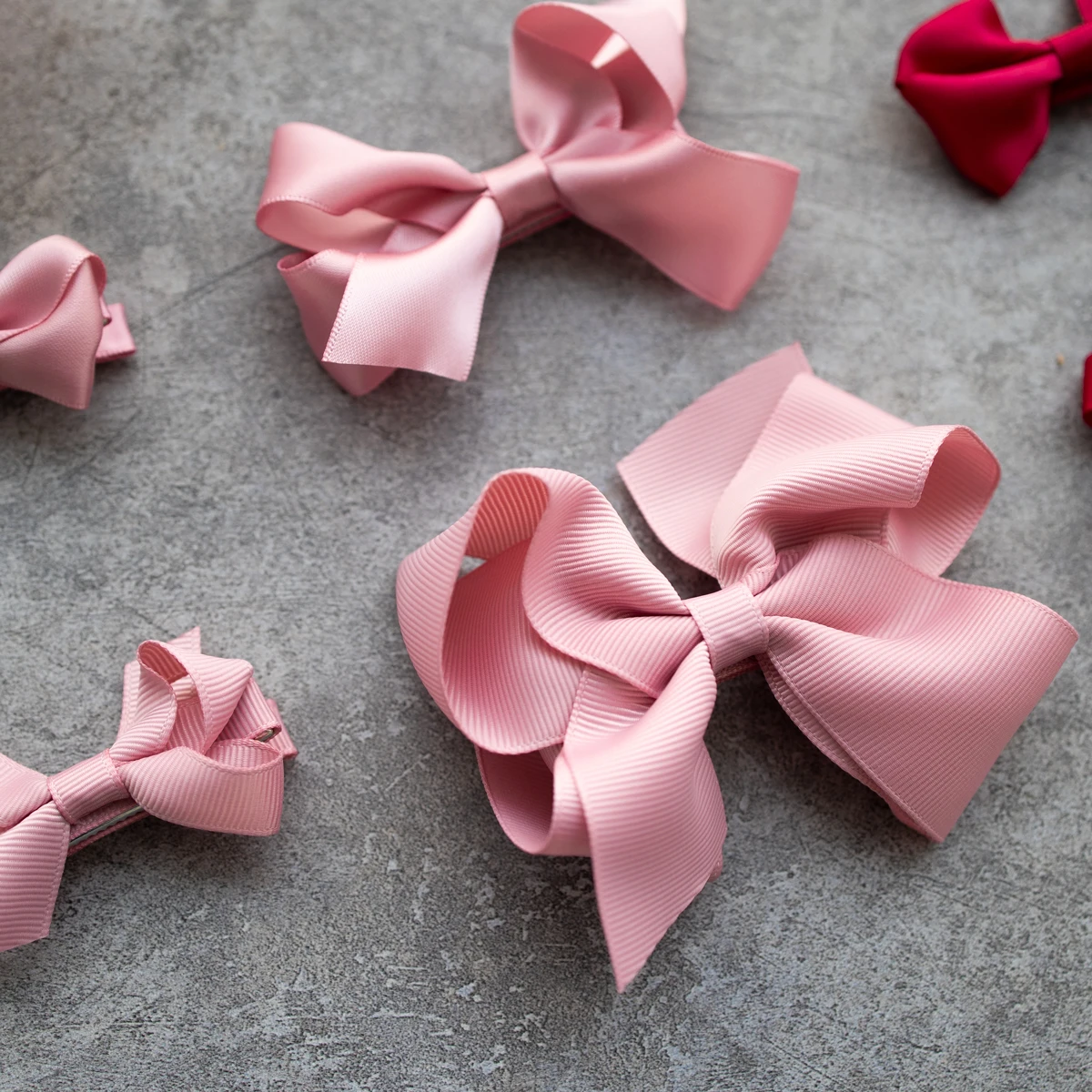 Kids Hair Accessories Set Toddler Bow Alligator Hair Clips AND Plastic Headband Set Wholesale Wine Red Hair Barrettes for Kids