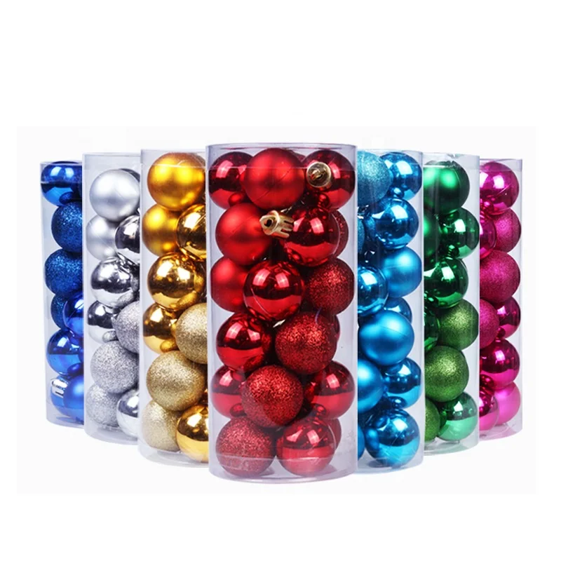 6cm 24 Pieces Set Christmas Tree Decoration Hanging Ball Ornaments Glitter Christmas Balls