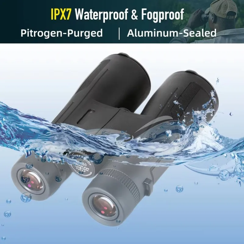 IPX7 Waterproof 12x50 Glass Dielectric Coated Prism Binoculars with Image Stabilization P3C Phase Film Telescope for Outdoor Use