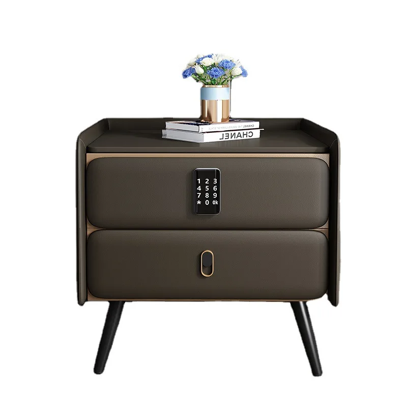 Intelligent bedside table modern simple multi-function bedside table with wireless charging color lamp fingerprint lock sound