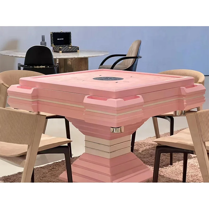 Chinese Manufacturer Fashion light luxury Electronic Automatic Custom macaron pink Mahjong table