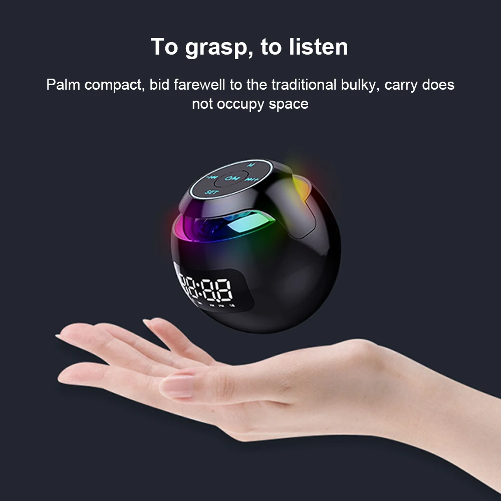 Colorful LED MP3 Speaker Multifunction LED Digital Display Alarm Clock Music Player Portable Smart Radio FM Buffer Speaker Bass