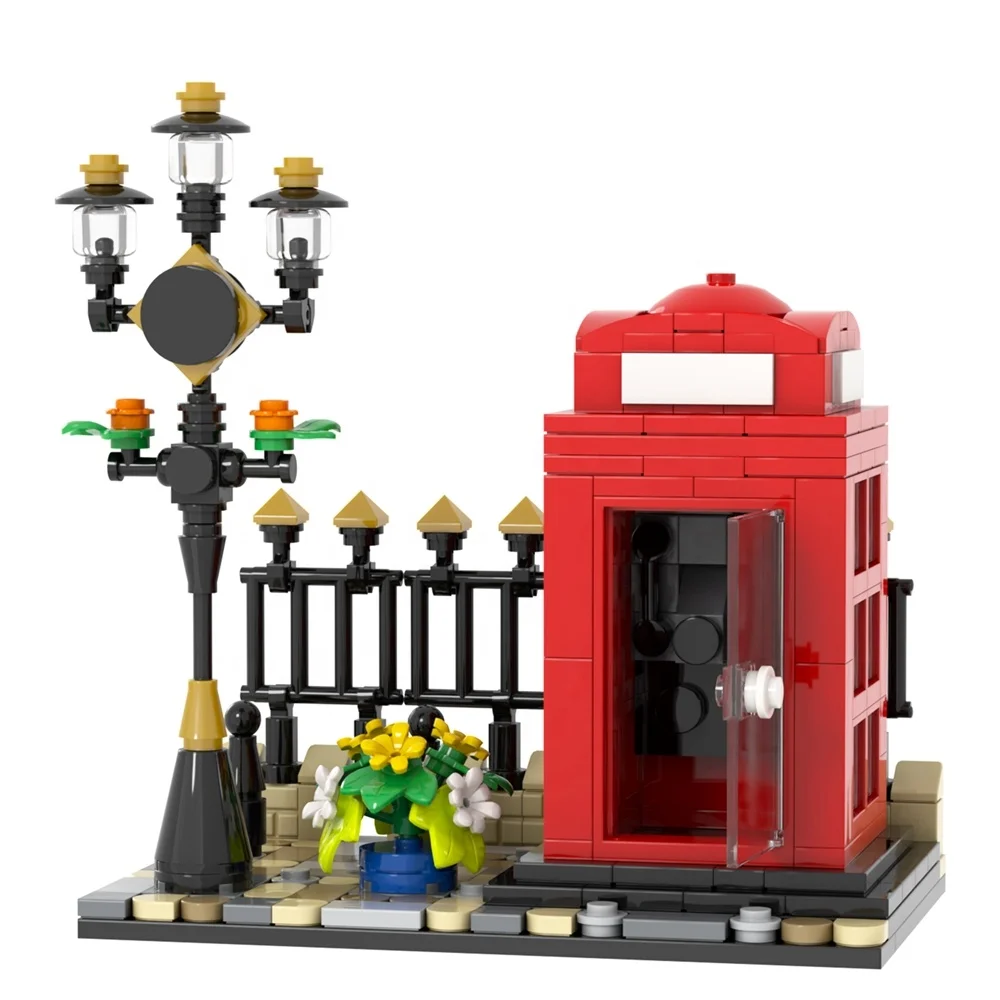 345PCS MOC4131 London Phone Booths Bricks City Scene Musical Instrument Model Assembly Educational Building Blocks Kids Toys
