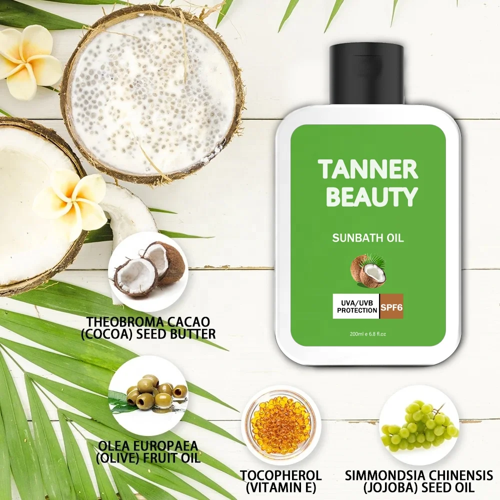 OEM/ODM Private Label Custom Vegan organic spf 15 tanning oil bronzer