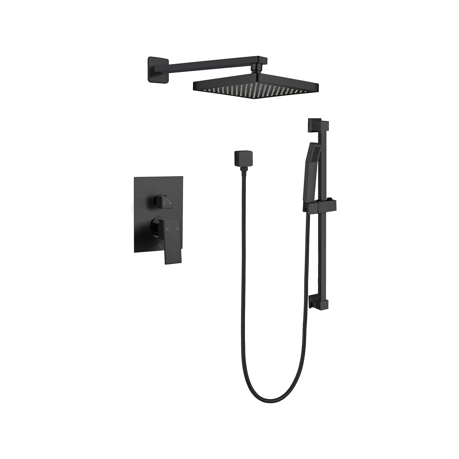 Shower System with High Pressure 8' Rainfall Shower Head, Handheld Shower head, Handheld Slide Bar Shower Faucets Sets