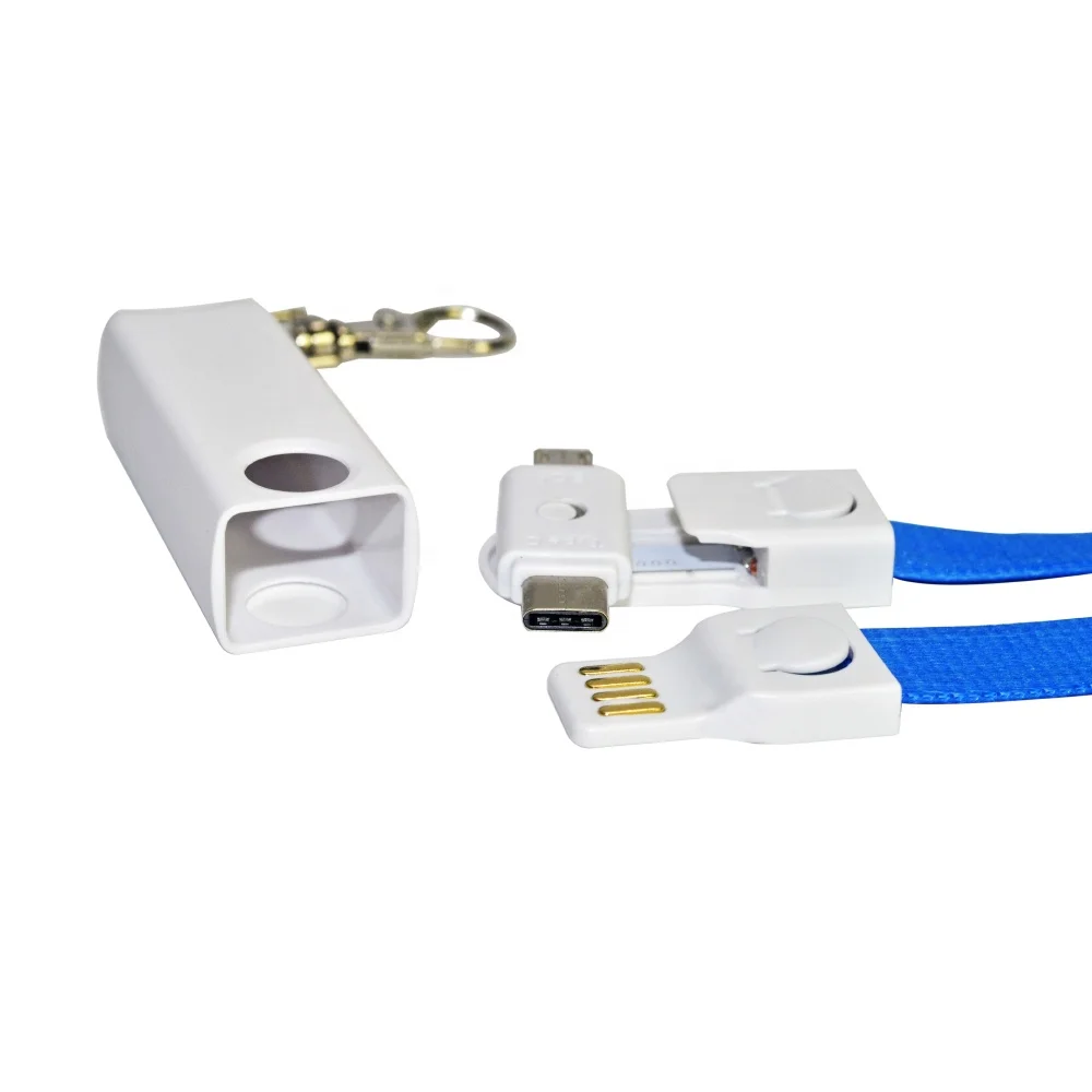 Vnew multifunction Fabric lanyard usb2.0 cable 3 in 1 with 8pin Type C Micro for mobile phone as a promotional gift
