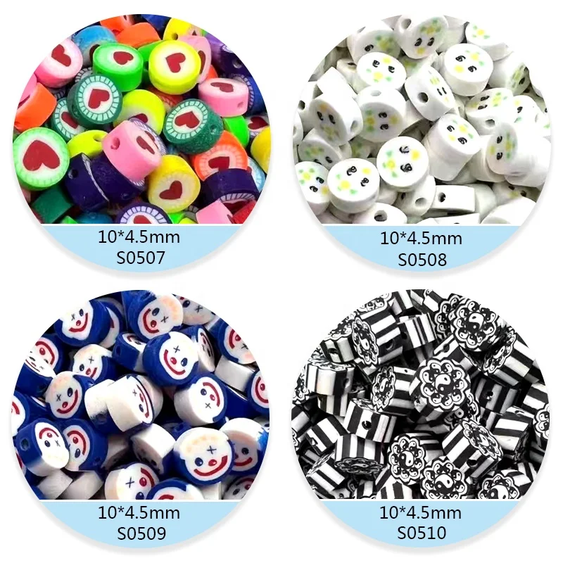 25PCS/Bag Various Style Polymer Clay Beads Love Clown Yin Yang Clay Loose Beads For Diy Jewelry Making Accessories