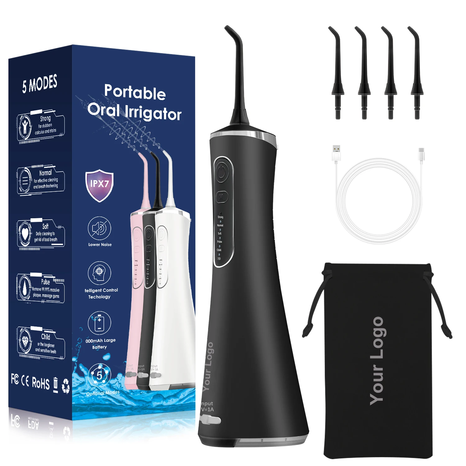 2023 Best Portable IPX7 Waterproof 260ML water flosser professional dental oral irrigator cordless water flosser 5 modes