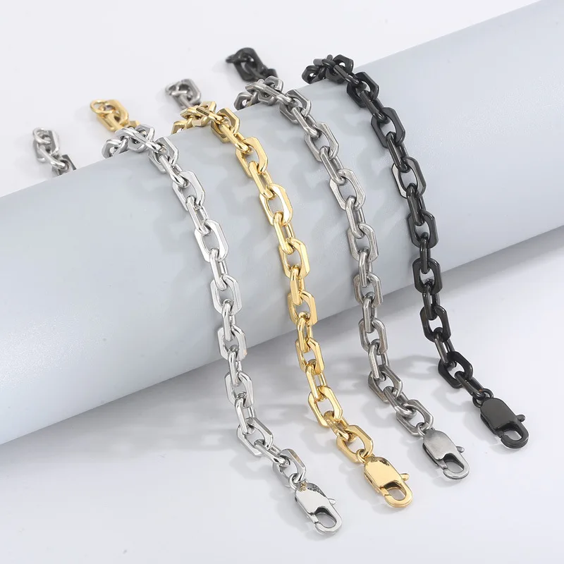 High quality stainless steel PVD plated gold hiphop personality O chain necklace simple collar bone necklace set jewelry