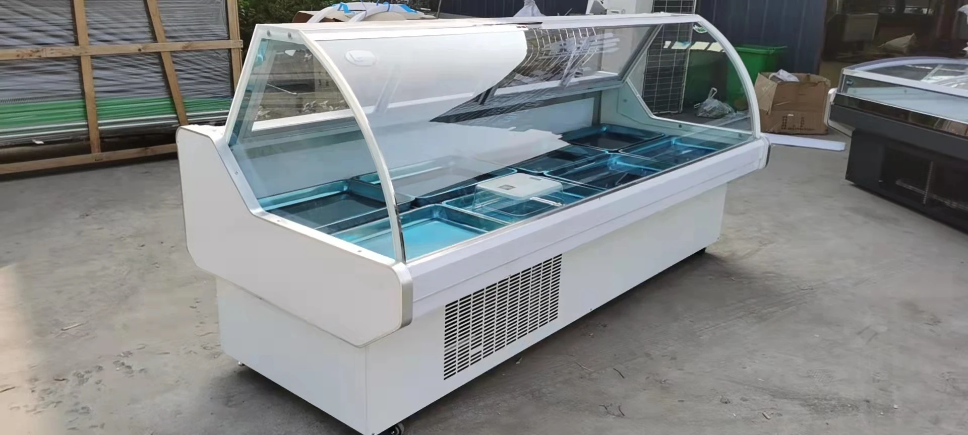 supermarket fresh meat refrigerator meat display showcase chiller chicken display freezer