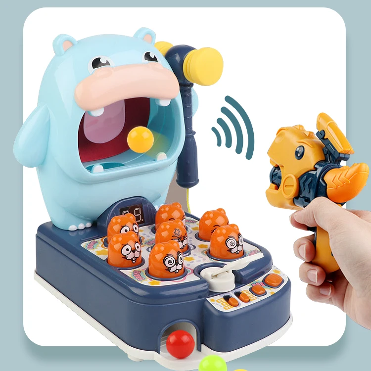 2021 newest product kids table games 4 in 1 hippo fighting gopher dinosaur air gun with 10 bullets