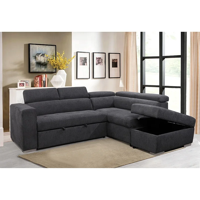 Modern Style Multi Functional Decoration Air Leather Fabric Living room sofa with Storage Foldable Sofa Bed Sleeper with Ottoman