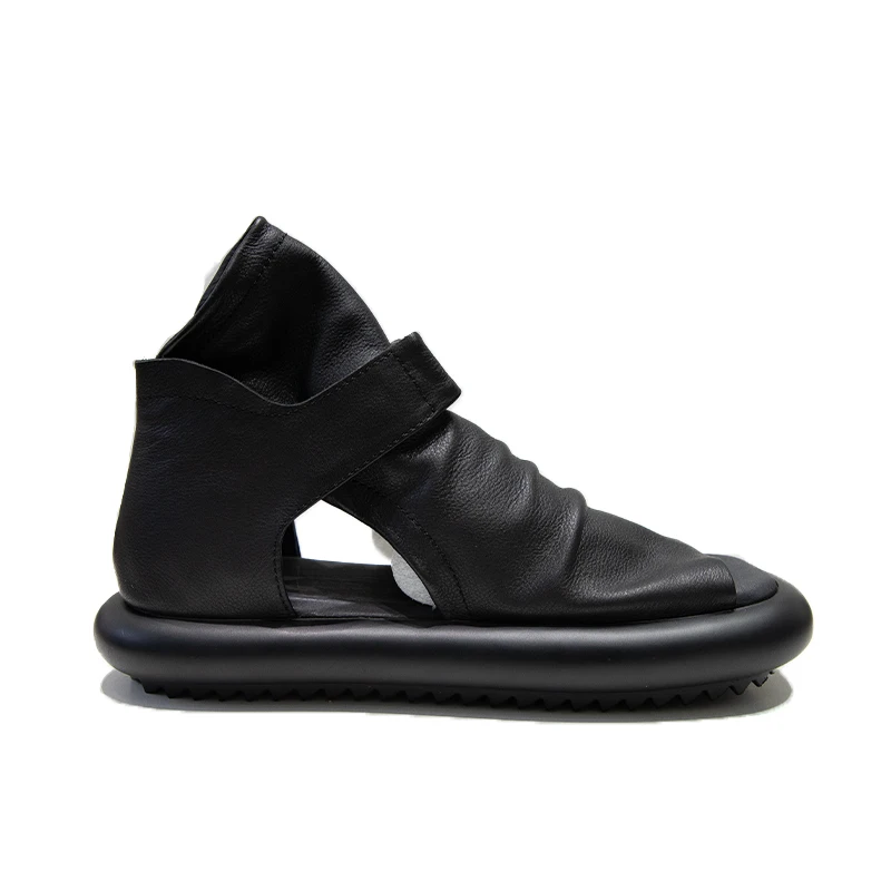 Wholesale custom factory direct sales Thick soled master craftsmen open toe real leather square toe roman platform sandals