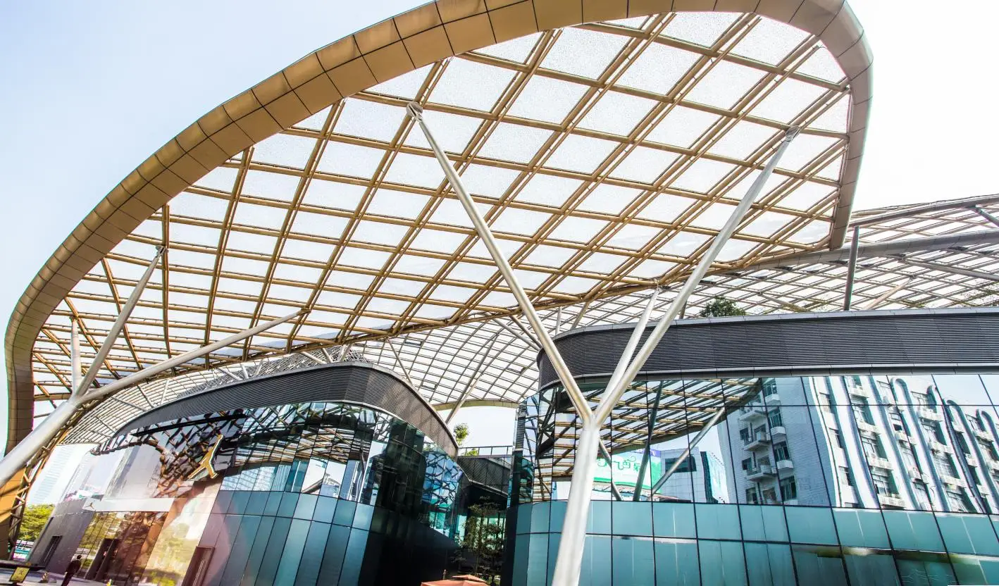 ETFE Tensile Fabric Roof Membrane Structure Shade Commercial Center Shade