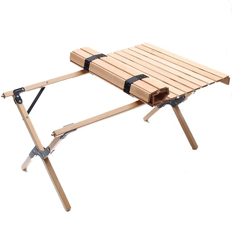 Camping Table Folding Egg Roll Wooden Table 120kg Bearing Triangle Stable Steady Travel Hiking Gear