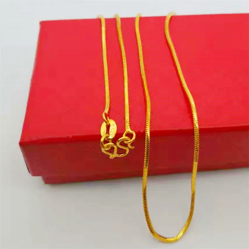 Aug jewelry hot-selling wholesale 24k gold-plated thin chain 1mm box chain 45cm Vietnam sand gold ladies necklace