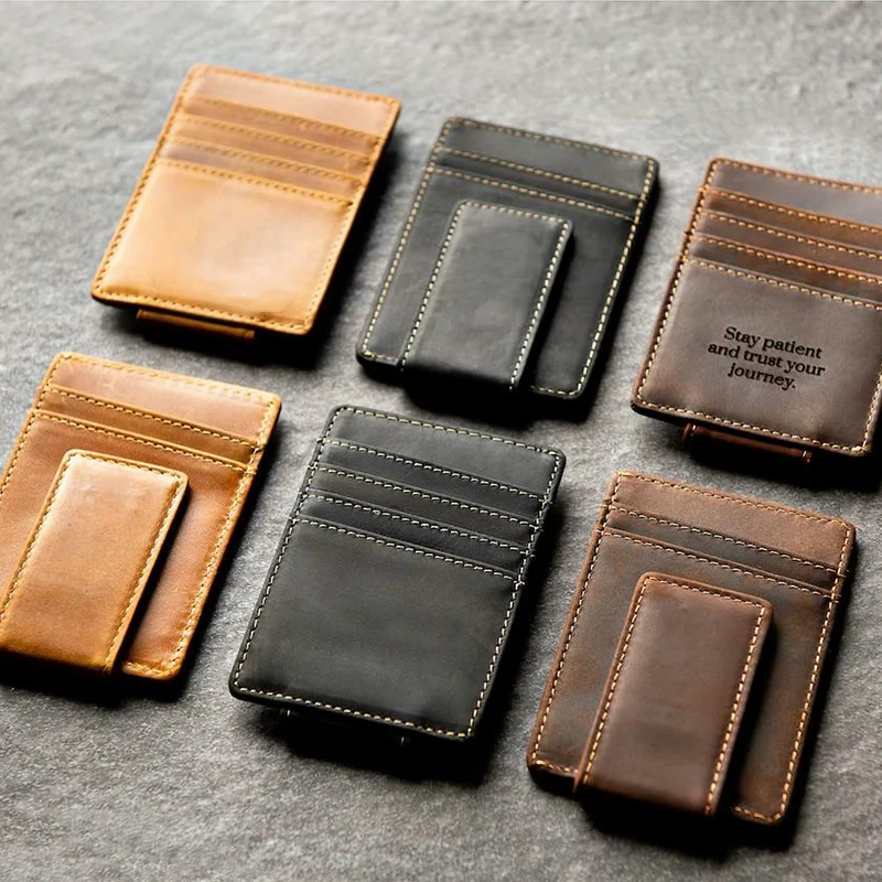 Vintage men leather card holder wallet rfid genuine leather smart credit card holder for men
