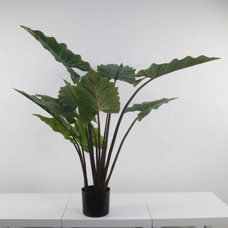 Garden decorative real touch artificial taro plant tree with pot for exporting