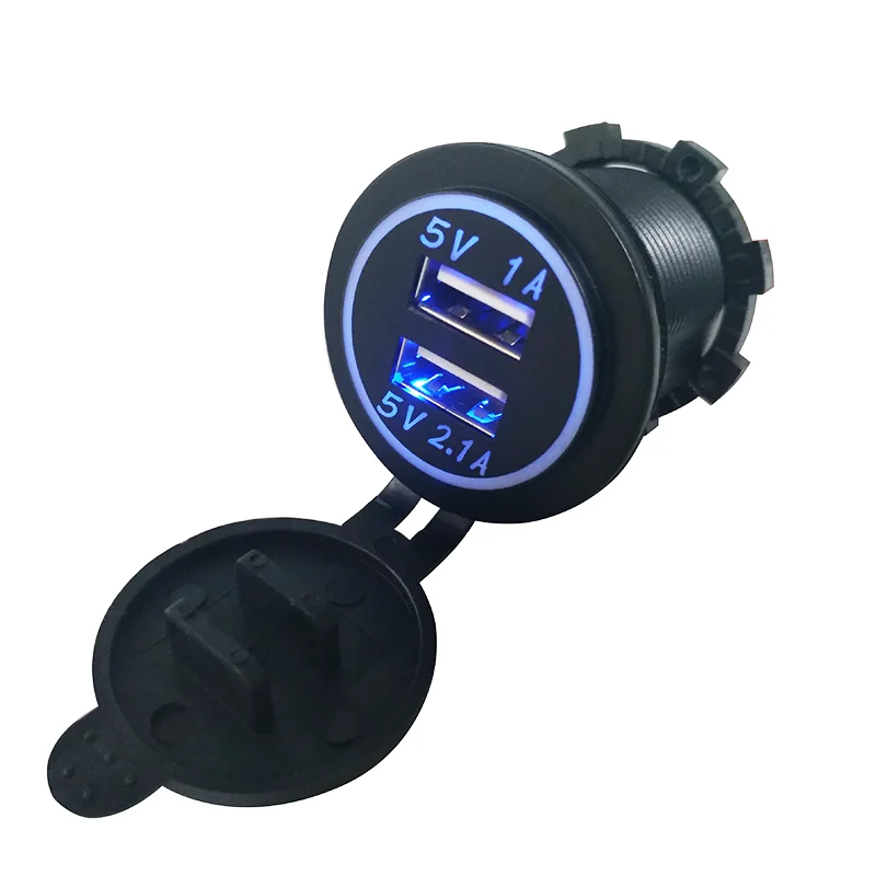 Rv Car Marine boat Motorcycle Bus Seat Charger Accessories 12v 3.1A Dual usb charger port panel outlet socket with LED