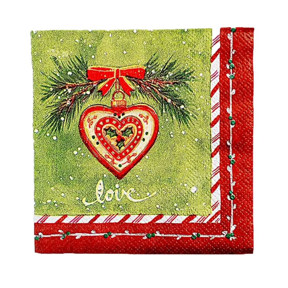 Likable Happy Christmas Paper Napkin Printed 33cm Festival Napkins Colorful Cloth Square Table Decoration