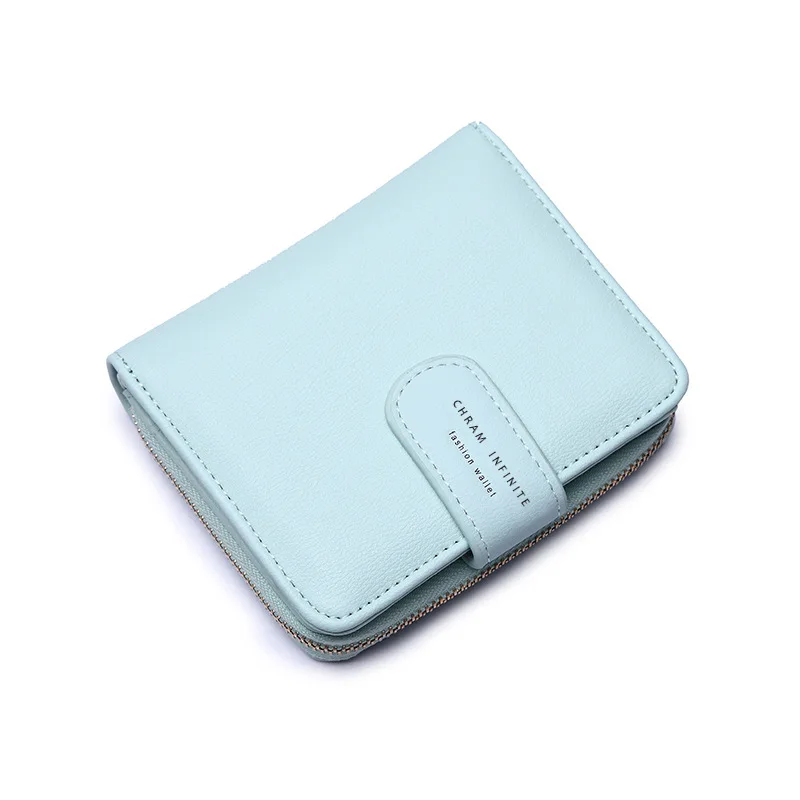 RU Square PU Leather Card Holder Wallet with Zipper Wholesale Change Gadget Storage Bags with Buckle