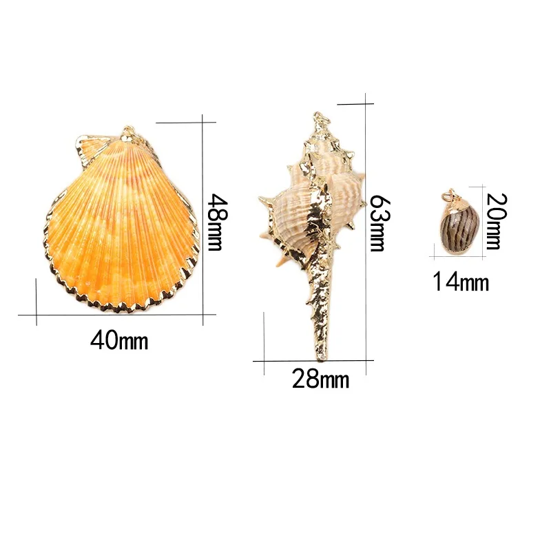 Hot Natural Sea Cowrie Seashells Charm Wrapped Conch Shells Plated Pendants Summer Ocean Sea Charm for Jewelry Making