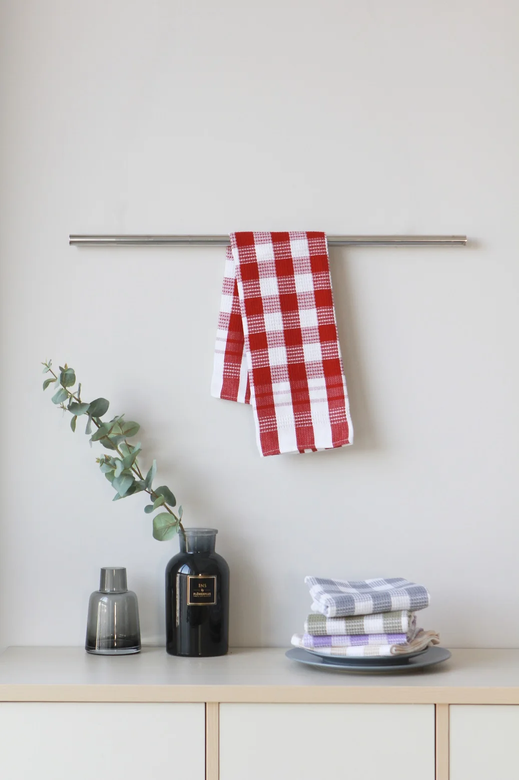 100% cotton linen printed LOGO tea towel set hanging customized printed waffle kitchen towel