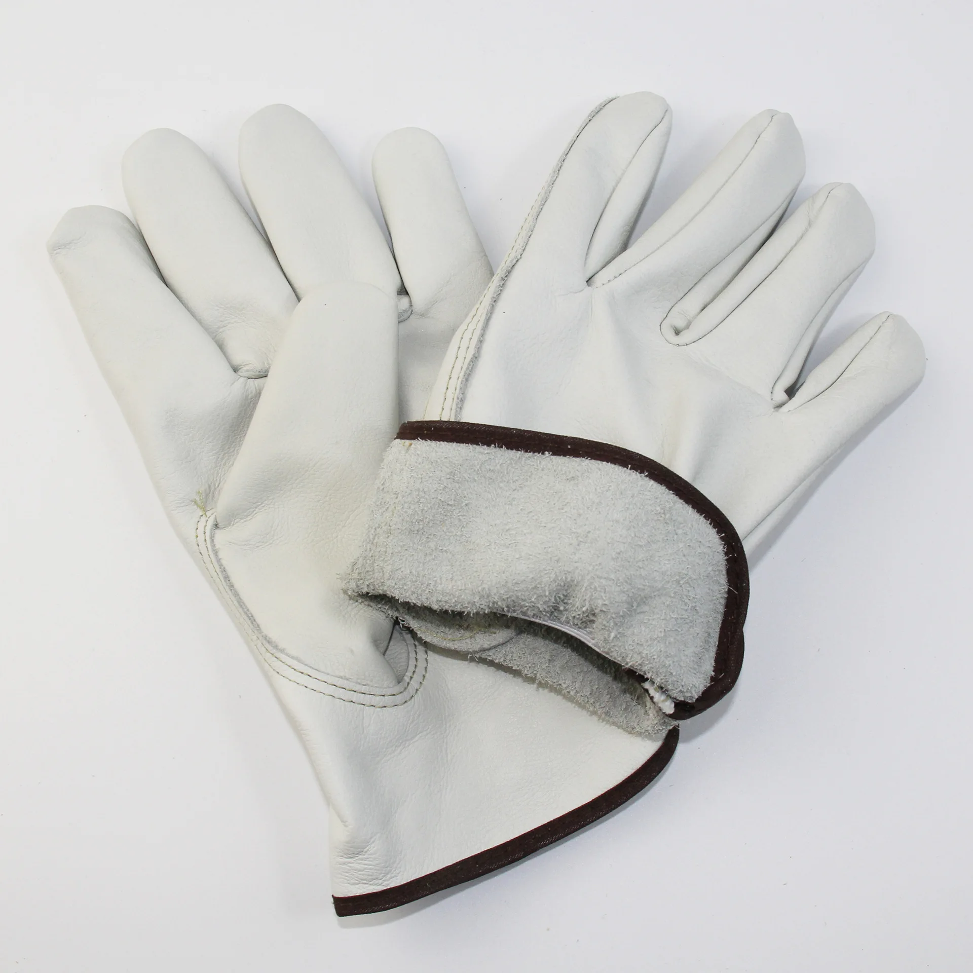 13 Gauge 120g Elastic Cuff No Line Cow Skin Full Grain Safety Rigger Gloves Men Hand Work Safety Cowhide Driver Gloves Leather