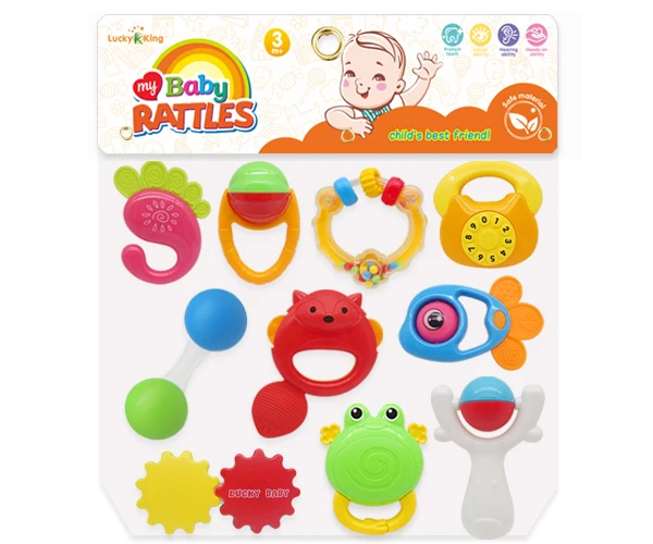 12PCS Educational Rattle Toys Plastic for Babies Small Rattl Set Children Baby Rattles