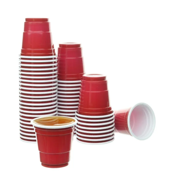 Mini Red Shot Glasses Plastic Shot Cups Jello Shots Jager Bomb Beer Pong