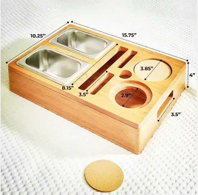 Removable Lid Design Bamboo Single-Tier round Cup & Drink Holder with Snack Tray Caddy for Kitchen Couch Sofa or Bed