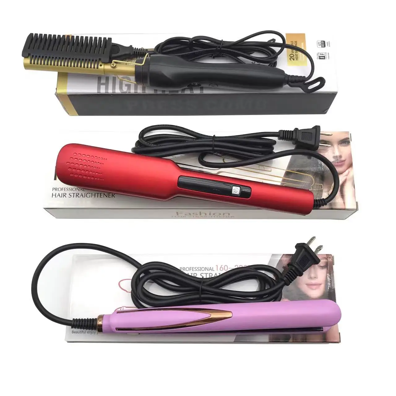 woman household flat iron hair straightener wholesale custom logo portable hair curler salon professional hair straightener
